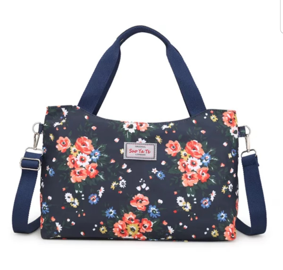 Women Stylish New Nylon Large Capacity Floral pattern Shoulder Handbag - Image 5