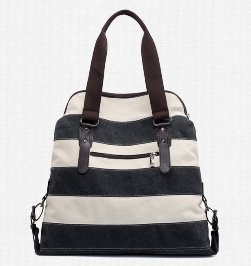 Women Canvas Shoulder Handbag Large Capacity Big Durable Shopping Bag - Image 3